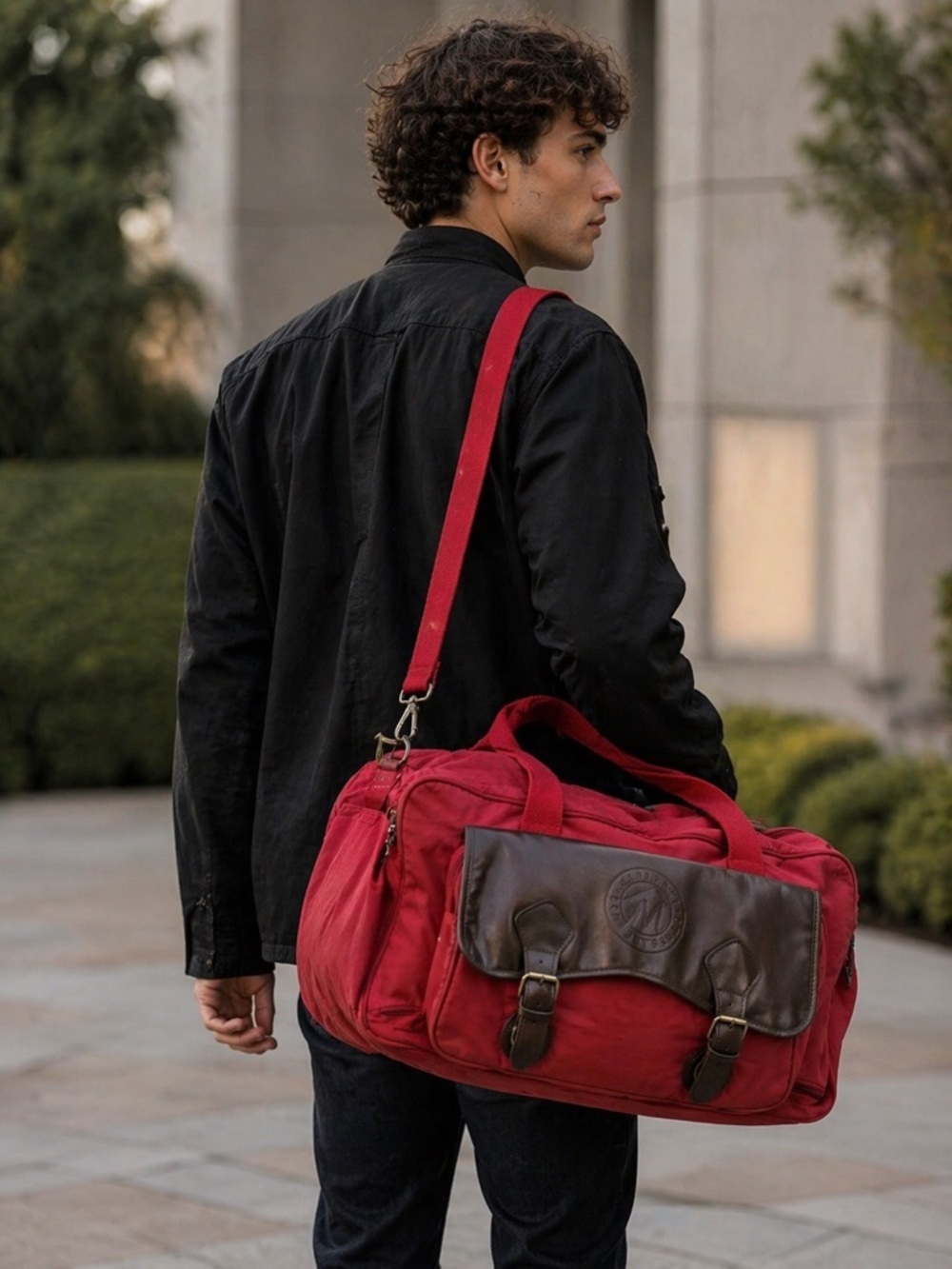 VTG RARE Marlboro Country Store Red Canvas Leather Travel Duffle Bag